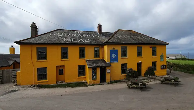 The mustard-yellow Gurnard's Head pub near Zennor