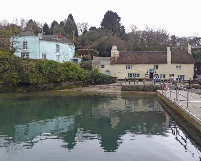 The thatched Pandora Inn beside Restronguet Creek
