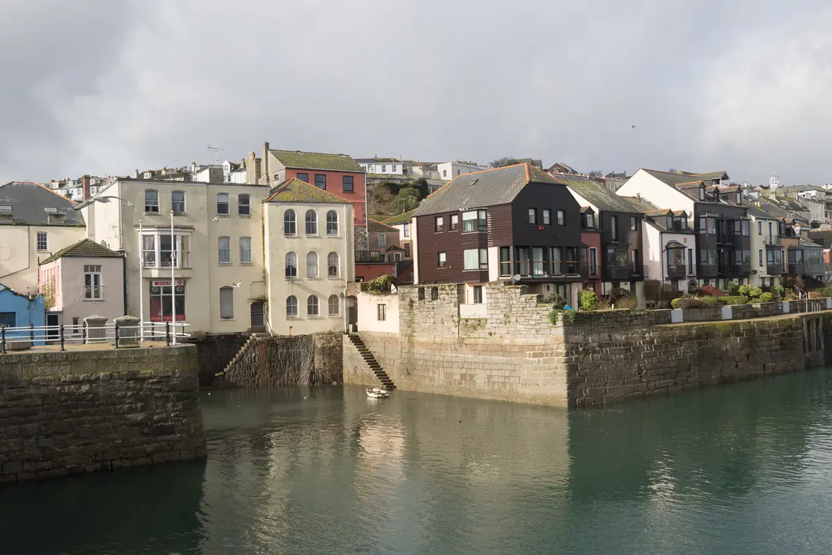 Colourful houses along Falmouth harbour