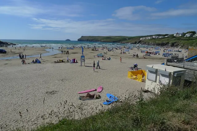 Families on the beach at Polzeath