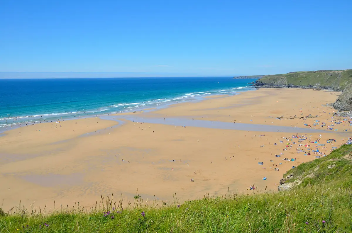 Two miles of golden sand at Watergate Bay